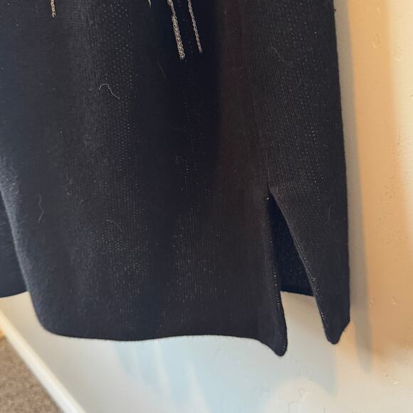 Catherines EUC 2X Long Open Knit Vest Black White Y2K Layering Cardigan Duster - Picture 6 of 10